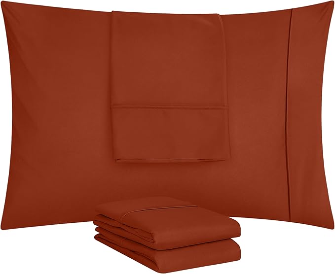 Utopia Bedding Queen Pillow Cases - 4 Pack - Envelope Closure - Soft Brushed Microfiber Fabric - Shrinkage and Fade Resistant Pillow Covers Queen Size 20 X 30 Inches (Queen, Orange)