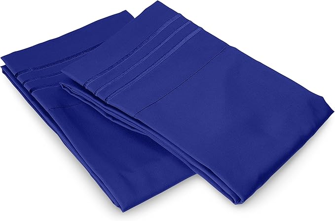Elegant Comfort Luxury Ultra-Soft 2-Piece Pillowcase Set - 1500 Premium Hotel Quality Microfiber Double Brushed - Wrinkle Resistant, Standard/Queen, Royal Blue