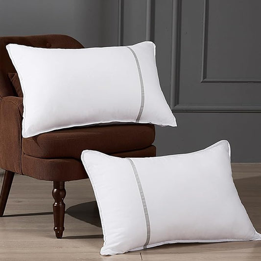 Bed Pillows Queen Size Set of 2, Medium Firm Hotel Pillows for Sleeping, Cooling Pillows for Side & Back Sleepers, Down Alternative Filling, 20 x 28 Inches