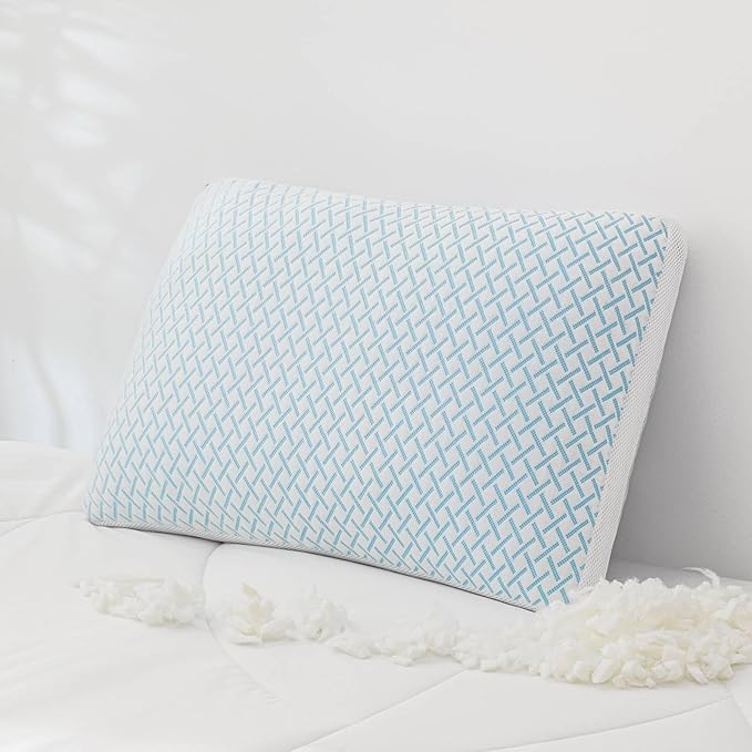 Alkyonos Shredded Memory Foam Cooling Soft Pillow King Size, Adjustable Hypoallergenic Hotel Quality Pillow for Back, Side and Stomach Sleeper, Bamboo Viscose Cover, Oeko-TEX Certified