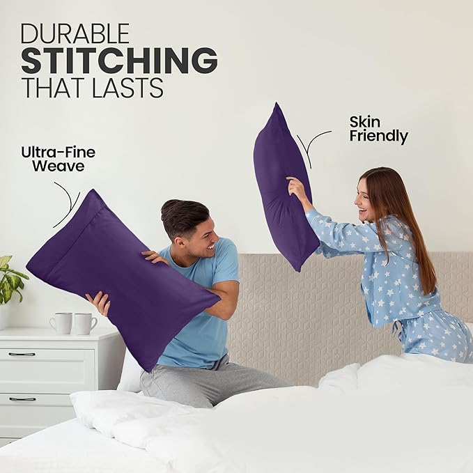 Utopia Bedding Pillow Cases Standard Size 2-Pack – Soft Brushed Microfiber – Envelope Closure – Perfect for Hospitals, Hotels, Guest Rooms – Oeko-TEX Certified, 20x26 Inches (Egg Plant)