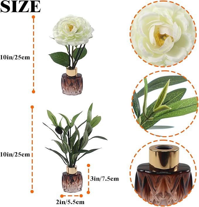 Empty Reed Diffuser Glass Bottle Set, Scent Diffuser Empty Bottle with Sticks Eucalyptus, Fragrance Aromatherapy Essential Oil DIY Jar for Home Shelf Bedroom Bathroom Office Decor