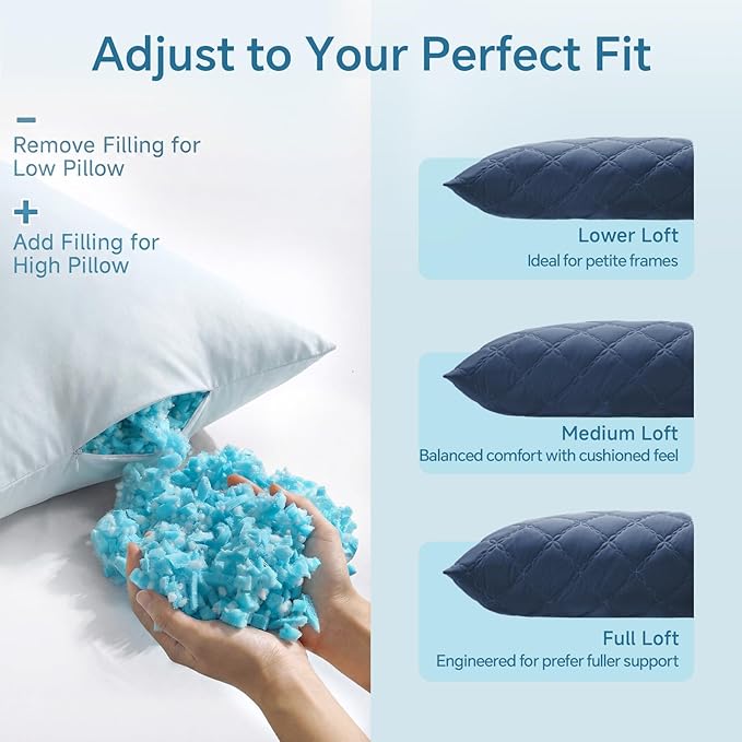 BEDELITE Cooling Body Pillow for Adults, Creative Ultra Soft Cool-Touch Quilted Nylon-Spandex Body Pillow Cover, Adjustable Memory Foam Long Pillow for Side Sleepers, Pregnancy & Back Pain(Navy Blue)