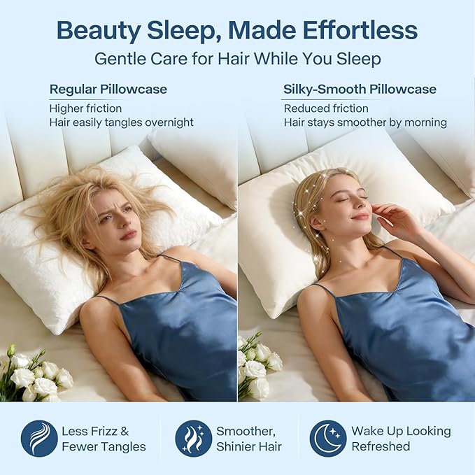 Premium Cooling Pillowcases Standard Size Set of 2 for Hot Sleeper&Night Sweats Beauty Sleep Reduce Wrinkles&Frizz Softer Than Silk Pillow Cover Oeko-TEX Certified Champagne Breathable