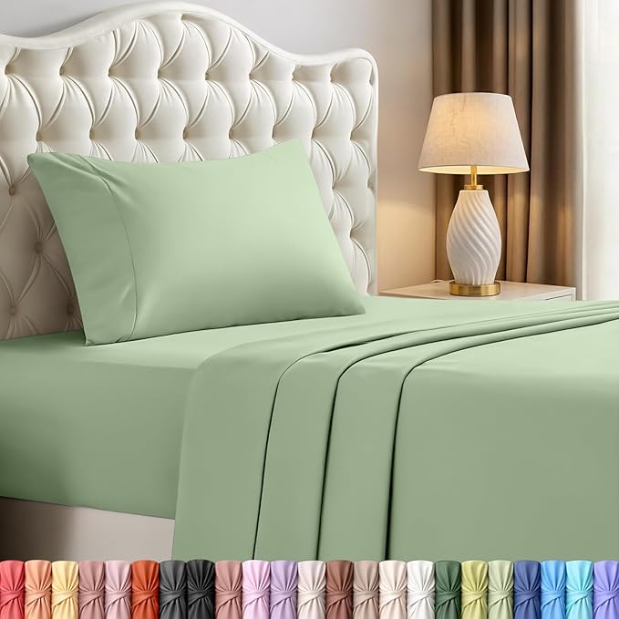 Utopia Bedding Twin Sheet Set – 3 Piece Bed Sheets for Twin Size Bed, Soft and Breathable Microfiber, Includes 1 Fitted Sheet, 1 Flat Sheet and 1 Pillowcase – Oeko Tex (Sage)