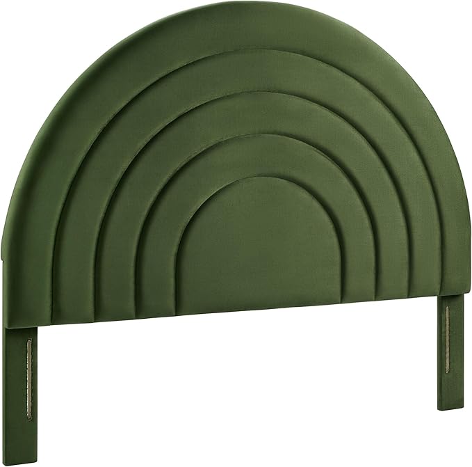 Modway Solana Soft Arch Shaped Round King Headboard in Moss Green – Upholstered Headboard – Stain-Resistant Performance Velvet Headboard for King Size Beds