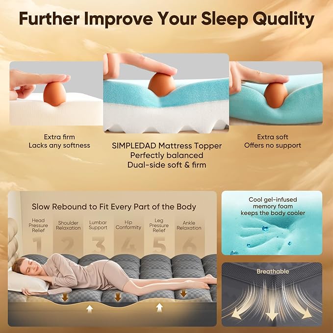 California King Size Mattress Topper, 4.5 Inch Memory Foam Mattress Topper for Back Pain - 2.5" Cooling Gel Memory Foam + 2" Pillow Top Mattress Pad Cover, Soft and Supportive, Dark Gray