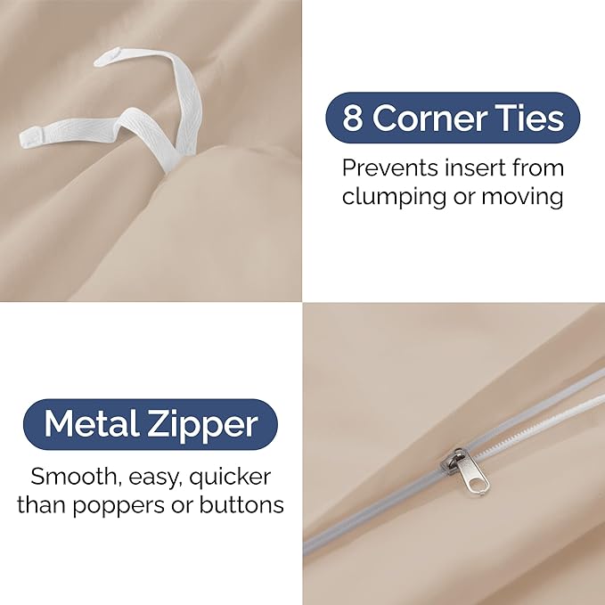 Duvet Cover King Size Set - Extra Soft King Duvet Cover 104" x 90" with 2 Pillow Shams - Hotel Luxury, Easy Care and Fade Free w/ Zipper Closures & Ties - All Season, Comfy, Cozy & Breathable (Cream)