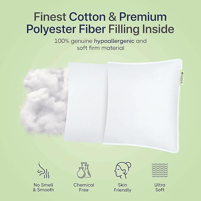 Authentic Choice Hotels’ Luminesse Hypoallergenic Green Label Luxury 2 pcs Soft Pillow, White, Standard (Pack of 2)