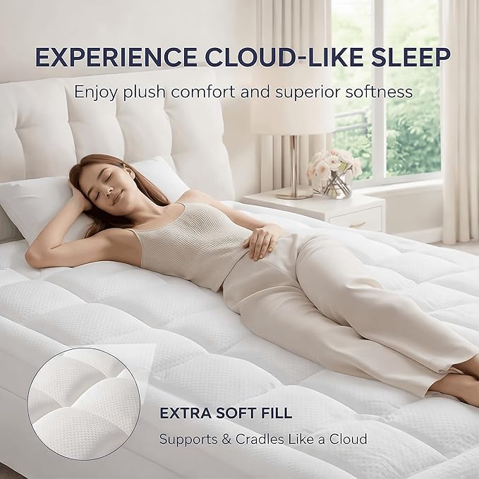 ELEMUSE RV King Dual Layer 3 Inch Memory Foam Mattress Topper, 2 Inch Cooling Gel Memory Foam and 1 Inch Soft Pillow Top Mattress Pad for Back Pain Relief