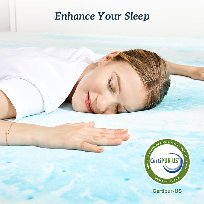 Sweetcrispy Memory Foam Mattress Topper California King, 3 Inch Thick Gel Infused Cooling Toppers Pad for Bed, Sleeper Sofa, RV, Camper, CertiPUR US Certified, Ventilated and Breathable