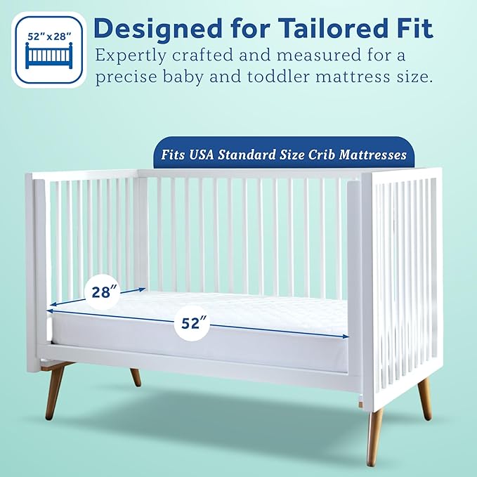 Sealy Baby SafetyCase Breathable Waterproof Crib Mattress Protector Pad, Toddler Bed Cover, Zippered Bedding Encasement, Noiseless, Machine Washable / Dryer Friendly, 52x28” - White