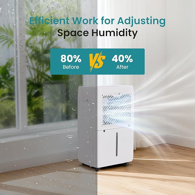 OLIXIS 50Pints Dehumidifier with Drain Hose, Most Efficient Energy Star, 3,500 Sq.Ft Dehumidifier for Basement, 4.5L Tank 41dB, Airflow Swing, Ideal Humidity Remover for Home, Bedroom & Bathroom