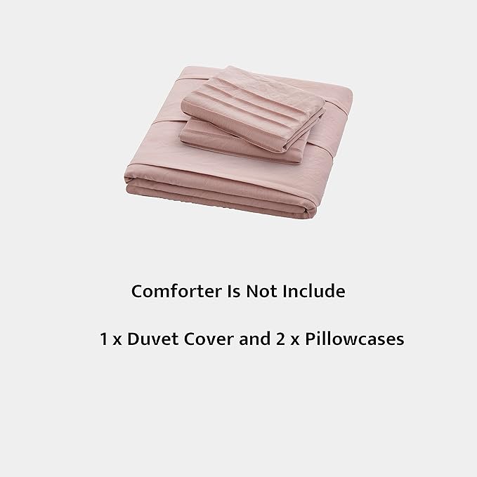 Oli Anderson Misty Rose Duvet Cover King Size - Pleated King Duvet Cover, 3PCS Soft and Breathable Textured Bedding Set with Zipper Closure(Misty Rose,104"x90")