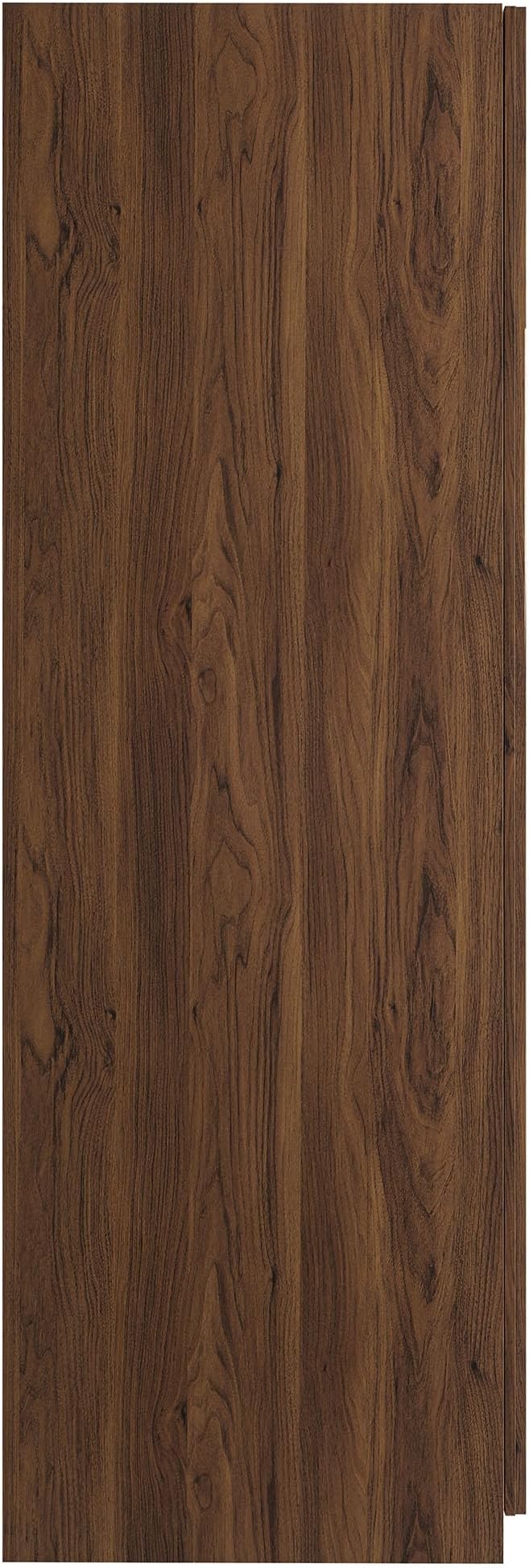 Modway Render Mid Century Modern Wardrobe Armoire Closet in Walnut w/Vertical Slatted Doors - 71Inch Freestanding Closet w/Adjustable Shelves & Hanging Rods - Tall Bedroom Storage Cabinet