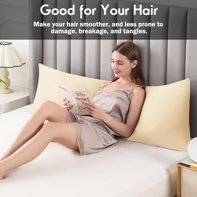 Body Pillowcase with Zipper Cooling Viscose from Bamboo Zippered Pillowcases, Cool & Breathable Body Pillow Cover for Hot Sleepers and Night Sweats, 20" x 54"