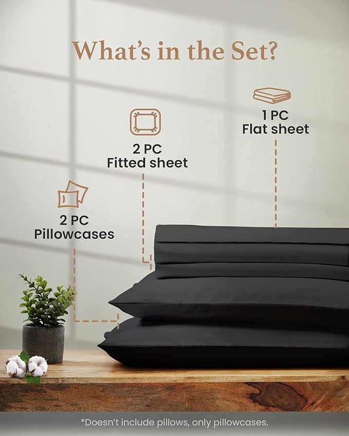 Good Sleep Bedding Split King Sheets Sets for Adjustable Bed, 5 Piece, 100% Egyptian Cotton Bed Sheets for Adjustable Bed, Sateen Weave, 16 Inch Deep Pocket Bed Sheet - Dark Gray