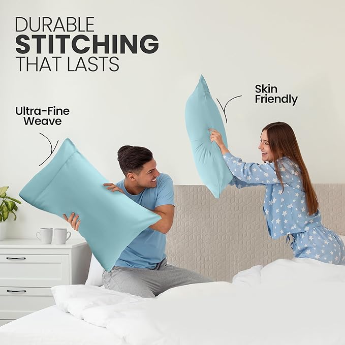 Utopia Bedding Queen Pillow Cases - 2 Pack - Envelope Closure - Soft Brushed Microfiber Fabric - Shrinkage and Fade Resistant Pillow Covers Queen Size 20 X 30 Inches (Queen, Spa Blue)