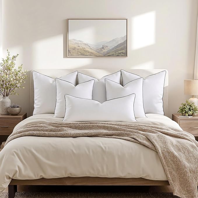 MIULEE Goose Feather Down 18x18 Pillow Insert Set of 2 with 100% Down-Proof Cotton Cover, Soft Fluffy Decorative Pillow for Sofa Bed Couch Living Room White