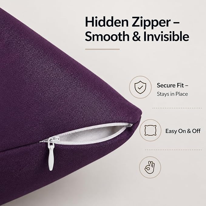 EVOLIVE Body Pillow Cover 21"x54", Ultra Soft Microfiber Pillowcase with Hidden Zipper, Breathable, Machine Washable, for Pregnancy & Side Sleepers, Cover Only (21"x54" Body Pillow Cover, Purple)