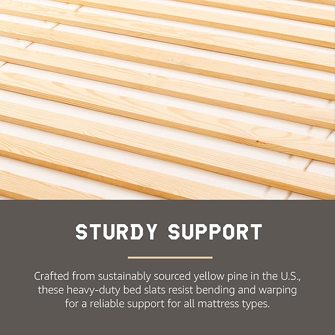 Hercules Xtreme Bed Frame Support Slats, Heavy-Duty Solid Pine Wood Bunkie Board Under Bed-Support, Wooden Support Board for Sagging, Twin Size