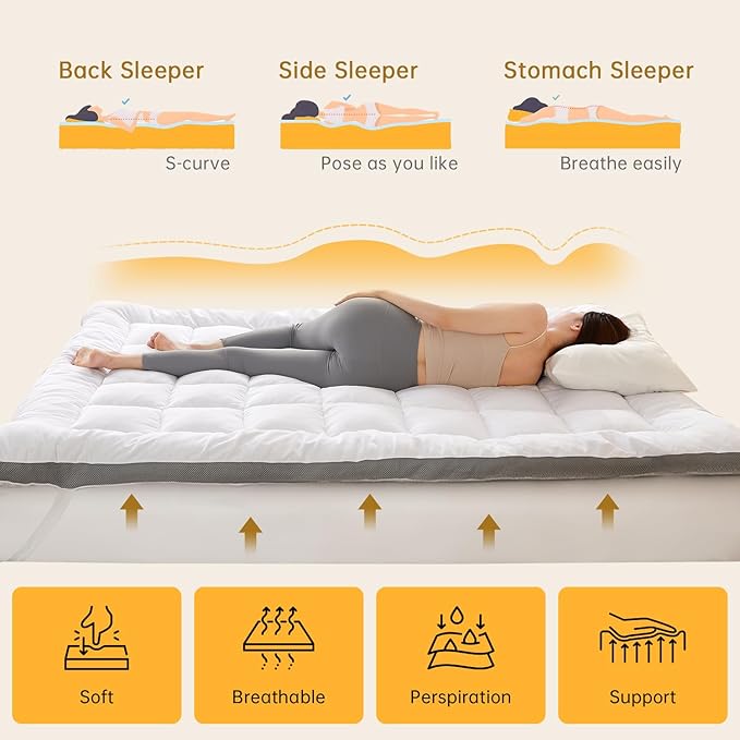 SAPHREAS 3 Inch Memory Foam Mattress Topper Twin Size, Extra Soft Pillow Top Mattress Pad with Breathable Air Mesh Sides, Fluffy Shredded Foam Filled, Back Pain Relief