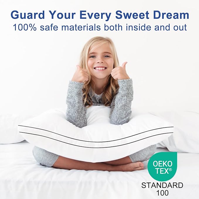 Premium Pillows King Size Set of 4, Fluffy and Supportive 7D Down Alternative Bed Pillows, Luxury Soft Hotel Quality Gusseted Pillow for Side Back Stomach Sleepers, Relief Neck Head and Shoulder Pain