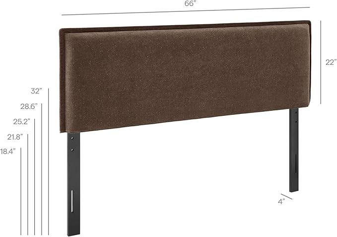 Modway Camille Queen Size Upholstered Linen Blend Headboard with Removable Slipcover – in Cocoa - Padded Pillow Style Headboard with Adjustable Mounting for Queen Beds