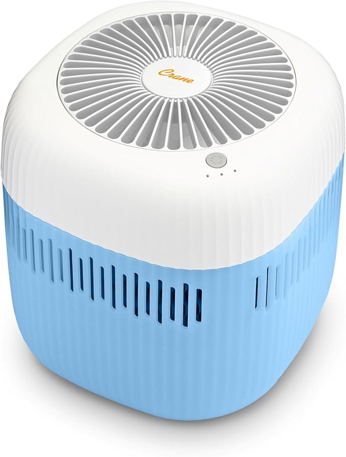 Crane Evaporative Humidifier, Wick Filter, Dishwasher Safe Tank, UV Light, No White Dust, Whisper Quiet, Bedroom Nursery Office, 1.9L Tank, Up To 250 SQ FT