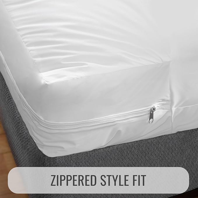 DMI Waterproof Mattress Protector, Mattress Pad, Waterproof Mattress Cover, Bed Pad and Bed Coverr, Encased Zippered Fit, King, White