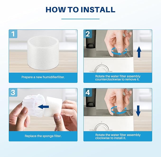 Top Fill Humidifier Filter Replacement for LEVOIT Classic160, Dual150, Dual200S, Classic300(S), LV600S, OasisMist 450S, Superior6000S Series Humidifiers to improve Humidification- 20 Filters + 6 Fishs