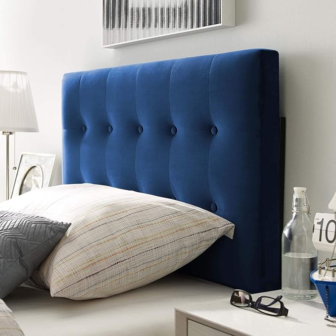 Modway Emily Twin Biscuit Tufted Performance Velvet Headboard, Navy