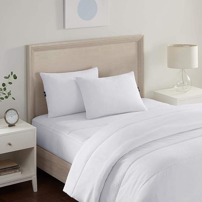 Serta Power Chill Cooling Soft/Medium Down Alternative Bed Pillows for Side, Stomach or Back Sleepers (2 Pack), King, White