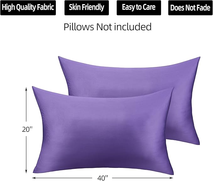 400 Thread Count Cotton Pillow Case King with Zipper,40" L x 20" W, Cotton Pillow Protectors Cover- Set of 2 - Lavender - Pillows Not Included