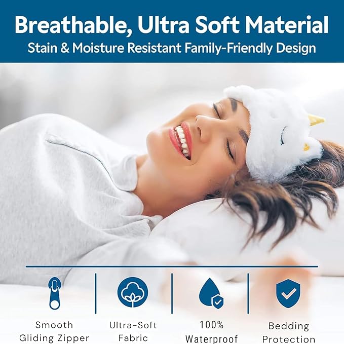 Guardmax Jersey Knitted Throw Pillow Protector with Zipper - 2 Pack -100% Waterproof, Bed Bug Proof, Dust Mite Proof, & Hypoallergenic Pillow Covers - Premium Zippered Pillow Cases. 18 X 18