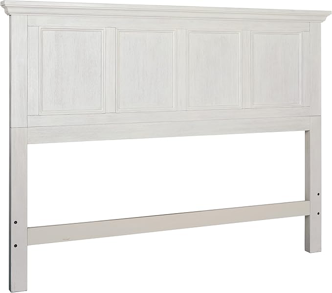 OSP Home Furnishings Farmhouse Basics Queen Headboard Only, Rustic White Finish