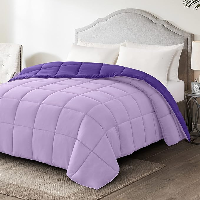 Homelike Moment California King Comforter - Purple Duvet Insert Down Alternative Bed Comforter, Lightweight Bedding Comforters Cal King Size Quilted Soft All Season Reversible Plum/Light Purple