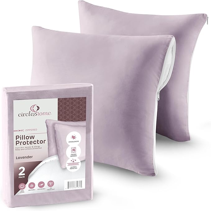 CIRCLESHOME Throw Pillow Protectors - 100% Cotton Breathable Pillowcases - 16 X 16 Square Pillowcases - Protects Pillows from Dirt, Dust and Debris (Square Pillow - 4 Pack- 16x16)