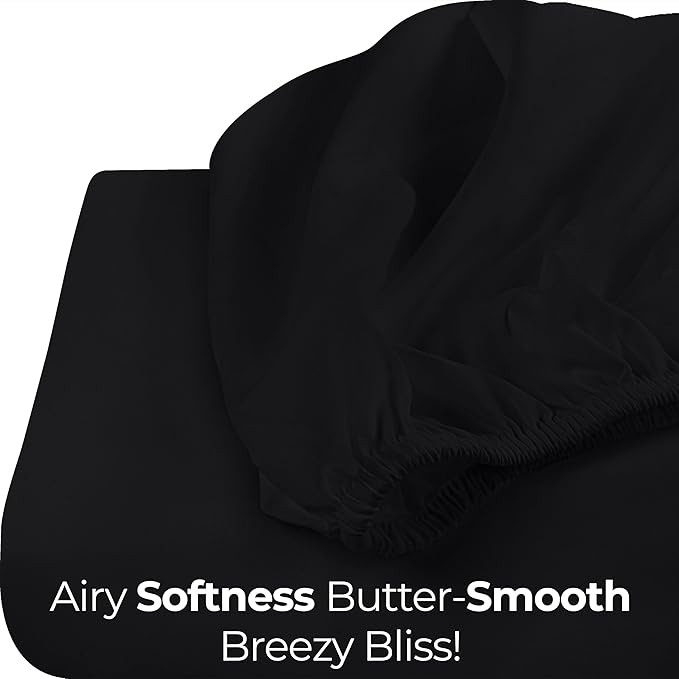 Utopia Bedding King Fitted Sheet - Bottom Sheet - Deep Pocket - Soft Microfiber - Shrinkage and Fade Resistant - Easy Care -1 Fitted Sheet Only (Black)