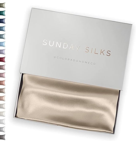 SUNDAYSILKS™ | Silk Pillow Cases | 100% Pure Silk Pillowcase | All Sides 22 Momme Highest Grade 6A | Real Silk Pillowcase for Hair and Skin | King, Queen Mulberry Silk Pillow Case, Zipper [Oat Milk]