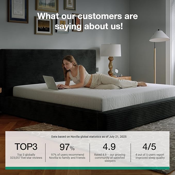 Novilla Queen Size Bed Frame, Plush CloudSoft Bed, Corduroy Upholstered Platform Bed Frame with Headboard, Easy Assembly, No Box Spring Needed, Modern Soft Bed Frame, Black