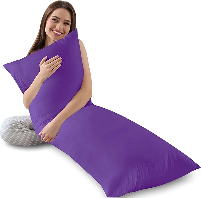 Body Pillow Insert - Breathable Full Body Pillow for Side Sleeper - Soft Long Bed Pillow for Adults - 20 x 54 inch-Purple