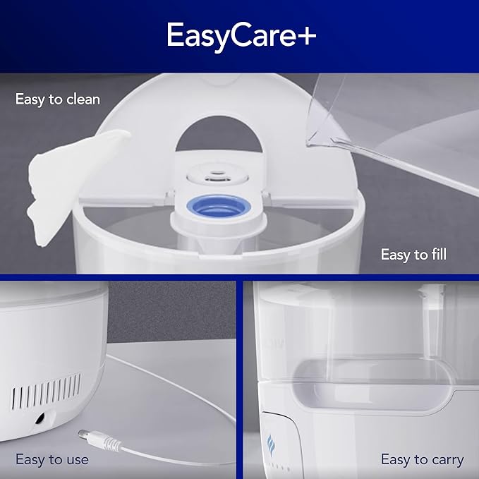 Vicks EasyCare Plus Top Fill Filter-Free Cool Mist Humidifier, Small Room–For Vapors 2 Ways –Works with Vicks VapoPads and VapoSteam, White