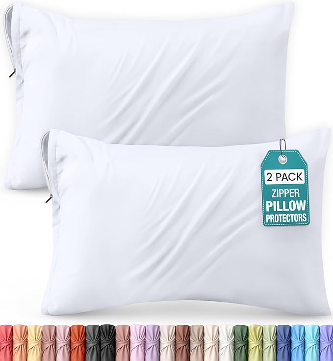 Utopia Bedding King Pillow Protectors - Pack of 2 - Zipper Closure - Soft Brushed Microfiber Fabric - Shrinkage and Fade Resistant Pillow Protectors King Size 20 X 40 Inches (White)