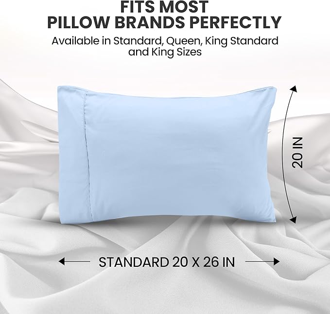 Utopia Bedding Pillow Cases Standard Size 2-Pack – Soft Brushed Microfiber – Envelope Closure – Perfect for Hospitals, Hotels, Guest Rooms – Oeko-TEX Certified, 20x26 Inches (Ice Blue)