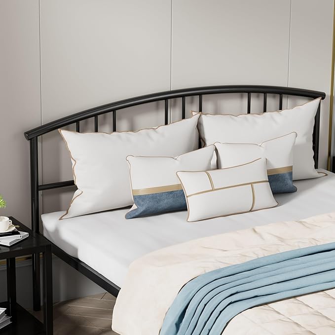 VECELO Queen Bed Frame with Headboard and Footboard, 14 Inch Metal Platform Mattress Foundation, Sturdy Premium Steel Slat/No Box Spring Needed