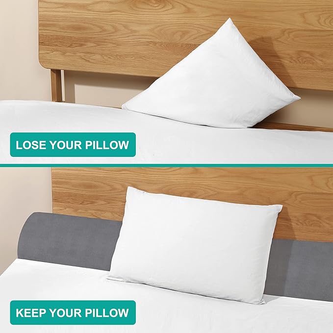 Vekkia Full Wedge Pillow Headboard/Bed Wedge Pillow for Headboard/Bed Gap Filler,Stop Loosing Your Pillows,Phone(Gray 54"x10"x6")