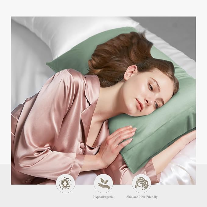 WishSmile Standard Pillow Cases Cooling Pillowcases Set of 2 Breathable Cool Silky Soft Rayon Derived from Bamboo Fabric,Hair and Skin Friendly,Jade Green,20x26IN