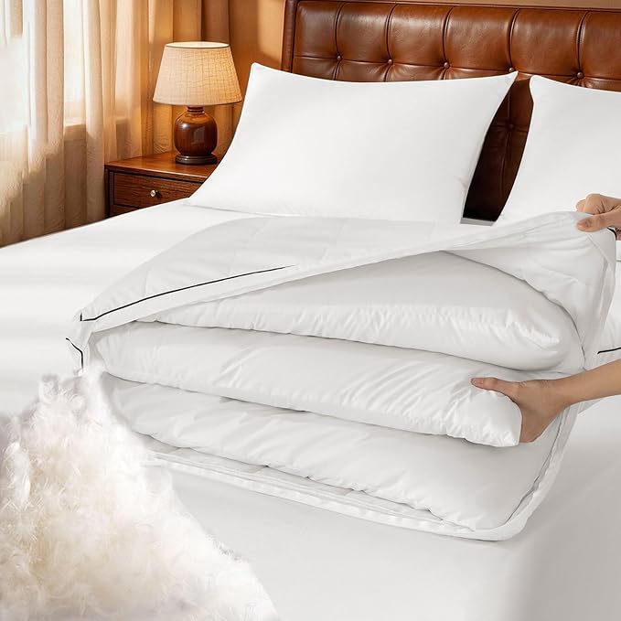 3 in 1 Adjustable Goose Down Pillows Standard Size Set of 1, Cooling Cover Bed Pillows, Fluffy Soft Feather Down Pillow for Back, Stomach or Side Sleepers, 20" x 26"