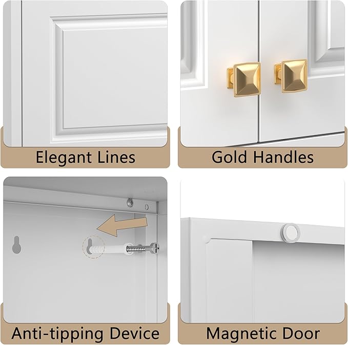 86" Metal Wardrobe Cabinets,Armoire Wardrobe Closet with Hanging Rod,Clothes Storage Cabinet with Adjustable Shelves and Doors,Clothing Cabinet for Bedroom, Laundry Room,Office